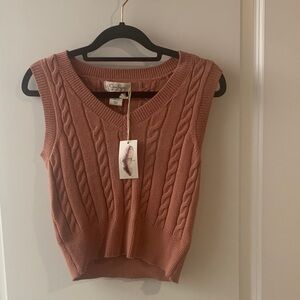 Jessica Simpson Cable Knit Sleeveless Top in Rust